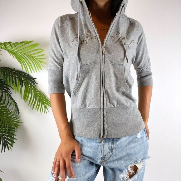 Vintage Y2K Ecko Red Gray Indie Casual Skater Short Sleeve Hoodie Jacket / Sz: L - Picture 5 of 8